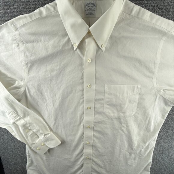 Brooks Brothers 16.5 4/5 Non-Iron Button-Down White Cotton Slim Shirt Mens Adult - Picture 2 of 16